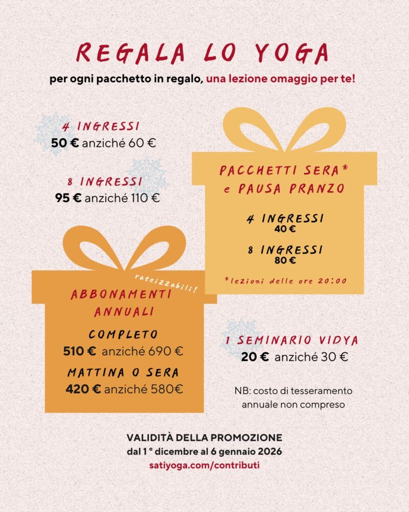 PROMO NATALIZIA Promozioni Natale 2025 - Sati Yoga - Regala lo Yoga a Rimini